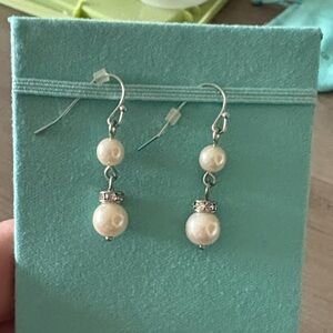 Silver and Pearl Drop Earrings